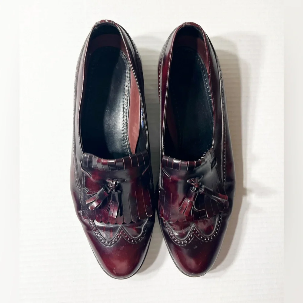 Florsheim Wingtip Tassel Loafers Men’s 10 Brown Burgundy‎ Dress Shoes Office